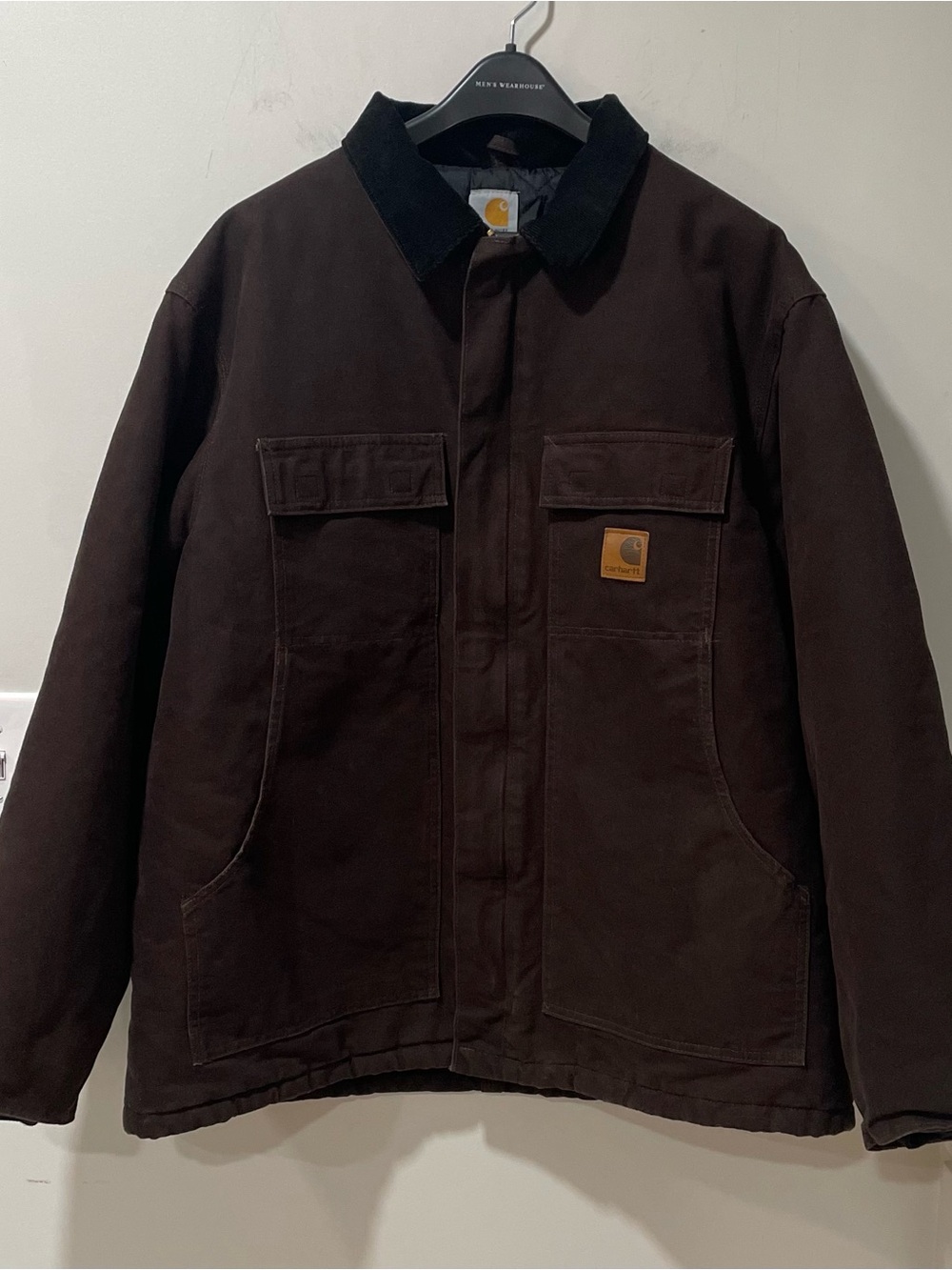 Dark Brown Carhartt Traditional Coat Jacket Insulated Riugged Heavy Duty Utility